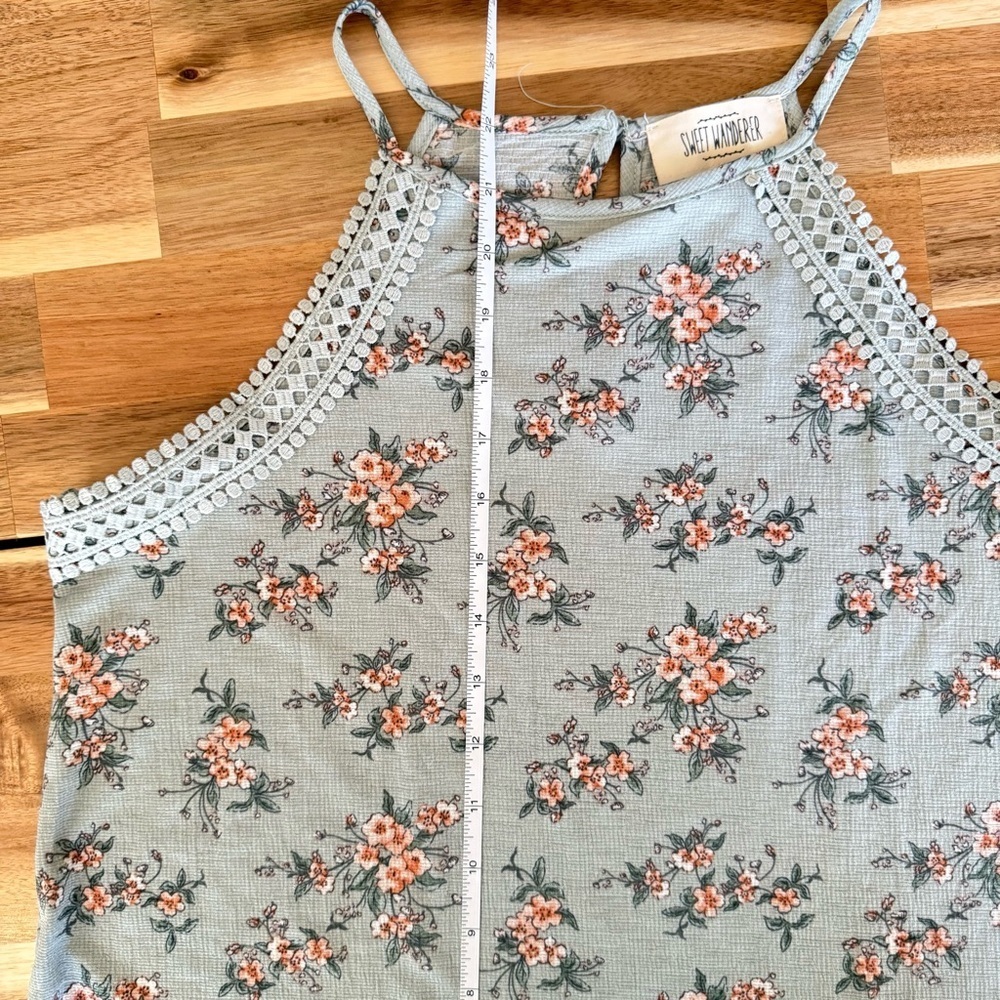 Sweet Wanderer Ditsy Floral Camisole Tank | Lace Trim | Cottagecore Boho | Sz M - Picture 8 of 8